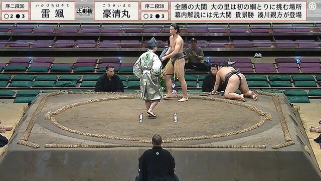 大相撲五月場所：長身美形力士・雷颯の豪快な勝利とファンの熱視線